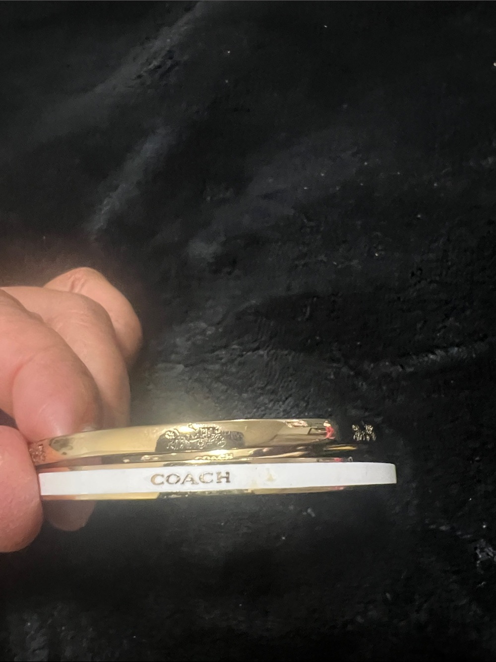 COACH Gold and White Logo Bangle Set